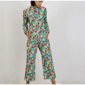 NWT The Kit Alex Jumpsuit Multi Camellia Medium Organic Cotton‎ Twill Floral